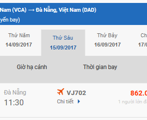 Vé máy bay Cần Thơ Vinh của Vietjet Air