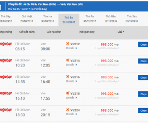 Vé máy bay Bình Định Vinh của Vietjet Air