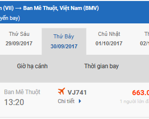Vé máy bay Đà Nẵng Buôn Mê Thuột của Vietjet Air