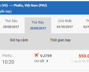 Vé máy bay Phú Quốc Pleiku của Vietjet Air