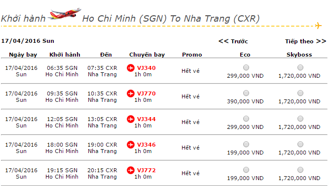 Vé máy bay Vietjet Air đi Nha Trang khuyến mãi giá rẻ