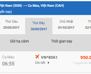 Vé máy bay Phú Quốc Cà Mau của Vietjet Air