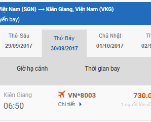 Vé máy bay Phú Quốc Rạch Giá của Vietjet Air